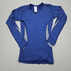 Helly Hansen Women's Long Sleeve Top Baselayer Athletic Striped Blue Size Medium